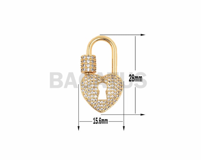 1pcs Heart screw carabiner, bracelet necklace jewelry clasp,wholesale carabiner,carabiner charm 28x15.6mm