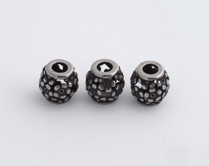 1 pcs Stainless Steel Retro Ball Spacer Beads,Silver Round Beads,Ball Beads DIY Bracelet Necklace Earrings Jewelry Making,9.8x9.7mm