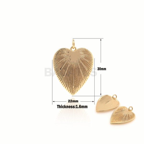 1PCS Big Heart-Shaped Necklace, Gold Heart-Shaped Pendant, Metal Heart-Shaped Necklace, Heart-Shaped Charm  30x22x1.6mm