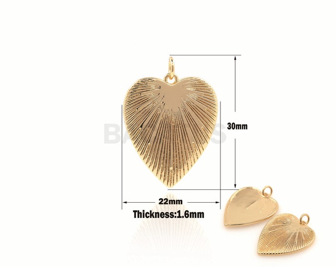 1PCS Big Heart-Shaped Necklace, Gold Heart-Shaped Pendant, Metal Heart-Shaped Necklace, Heart-Shaped Charm  30x22x1.6mm