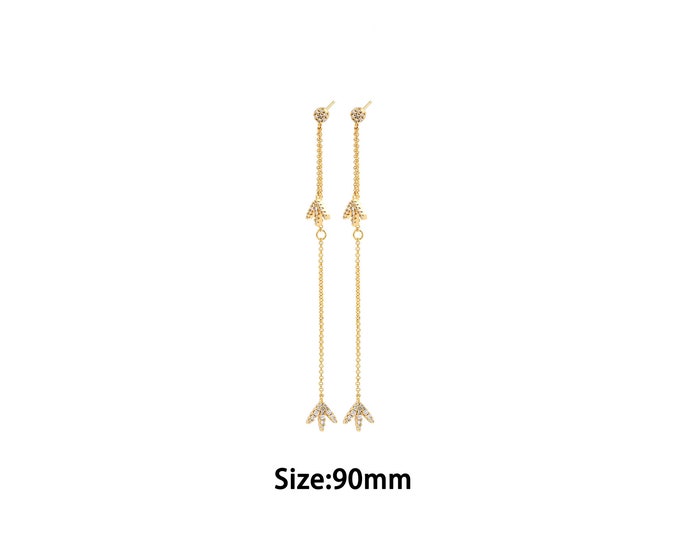1pair 18K Gold Filling Tassel Stud Earrings,Gold Tassel Stud Earring,Simple Stud Earrings,Gift for Her