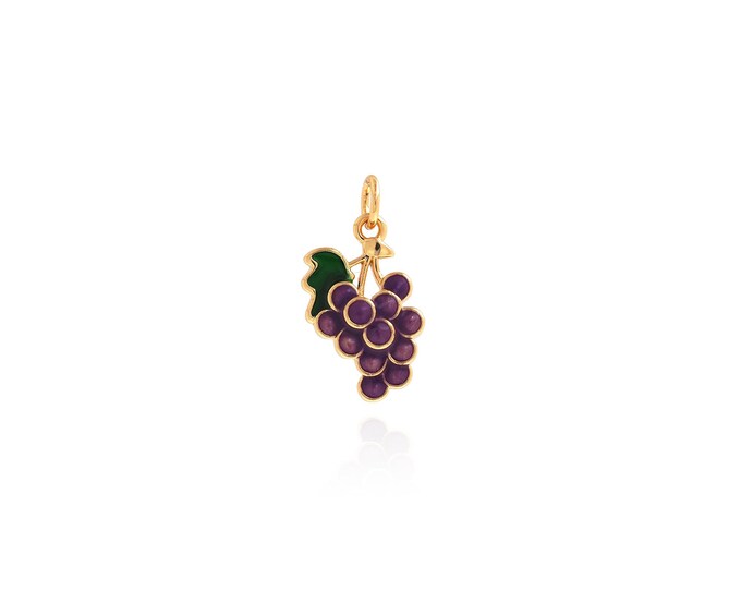 18K Gold Filled Grape Pendant,Gold Dainty Grape Charms,Grape Charm Bracelet Necklace for DIY Jewelry Making Supply,20x11x3mm