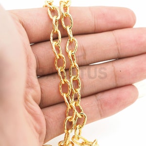 18K vergoldete facettenreiche ovale Kette, Messing halbfertige Kette, geschweißte Kette, unterteilte Halskette, geeignet für die Schmuckherstellung 1 Meter