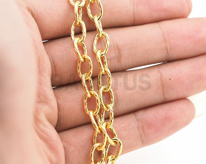 18K Gold-Plated Multi-Faceted Oval Chain, Brass Semi-Finished Chain, Welded Chain, Segmented Necklace, Suitable For Jewelry Making 1meter