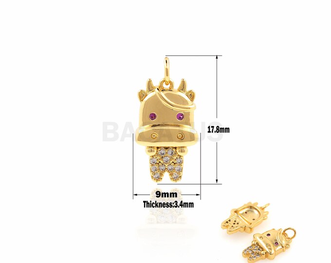 1PCS Cow Pendant, Cow Charm, Animal Charm, CZ Pendant, Suitable For Jewelry Making Accessories 17.8x9x3.1mm