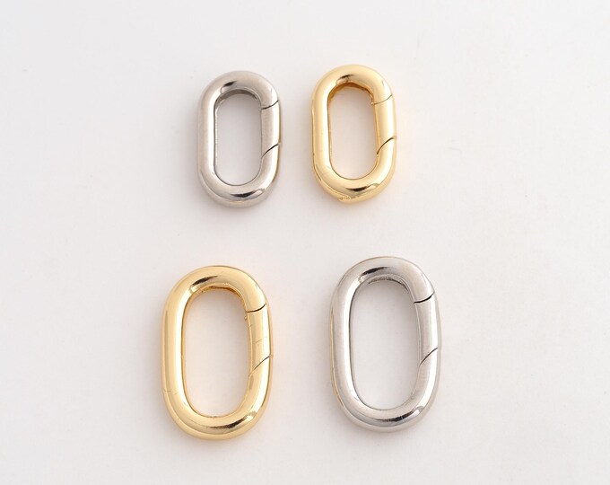 Gold Push Door Clasp,18K Gold Filled Spring Clasp,Oval Clasp,DIY Jewelry Supplies,Big:19.4x12.3x3.4mm Small：16x9.3x3.3mm
