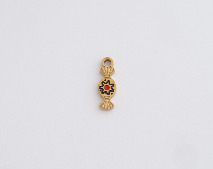 Stainless Steel Candy Pendant,Enamel Charms,Sweet Charm Hamsa Charms for DIY Jewelry Making Supply,12x3.8x1.3mm