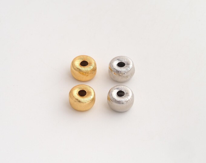 10 pcs Gold Round Beads, 18K Gold Filld Tube Beads,for Jewelry Making Supplies,8x5mm Hole 2.8mm