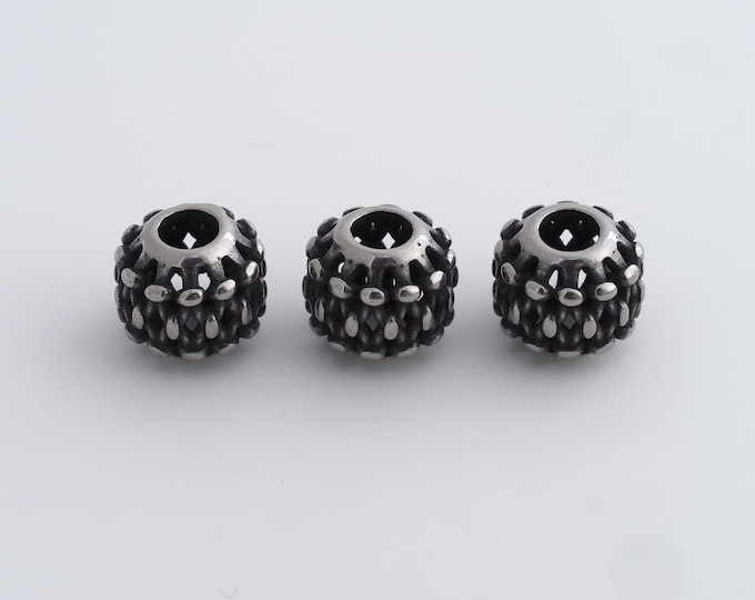 1 pcs Stainless Steel Retro Ball Spacer Beads,Silver Round Beads,Ball Beads DIY Bracelet Necklace Earrings Jewelry Making,10x9mm