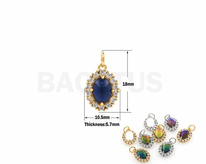 Oval Pendant, 18K Gold Filled Solitaire Pendant, Gemstone Pendant,Dainty Charm, Fashion Pendant, DIY Jewelry Supplies, 18x10.5x5.7mm