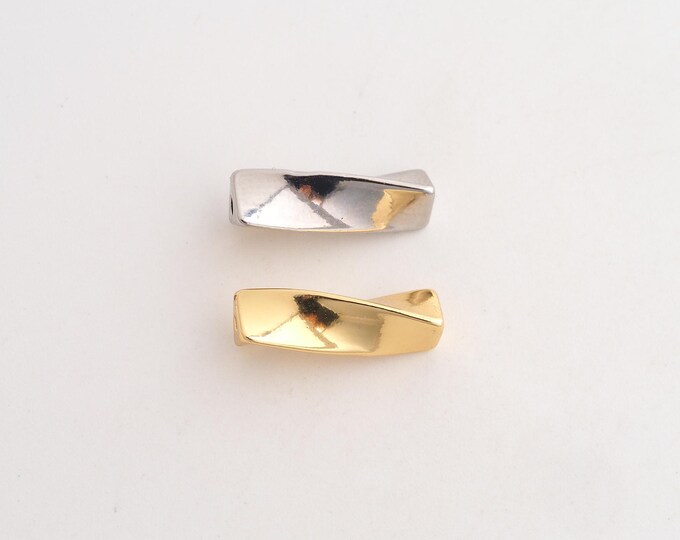 5 pcs Gold Triangle Beads, 18K Gold Filld Twist Beads,for Jewelry Making Supplies,17.4x4.8mm Hole 1.6mm
