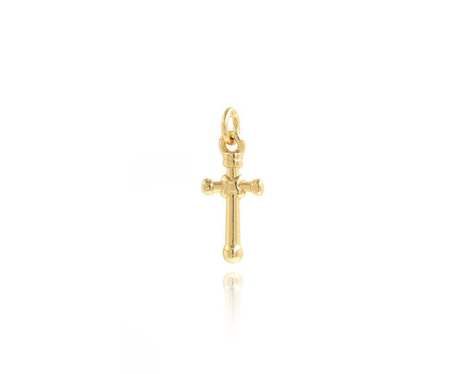 5 pcs Cross Pendant,18K Gold Filled Religious Necklace, Christian Pendant, DIY jewelry Making Accessories,16.5x6.6x1.7mm