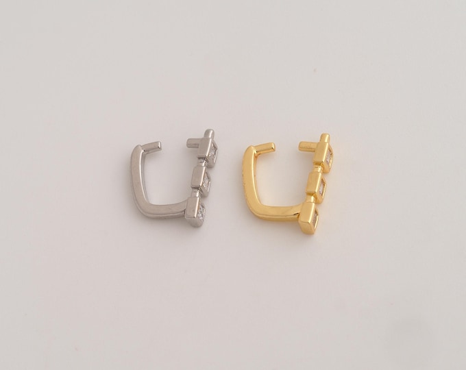 Gold CZ Clip-On Clasp,18K Gold Filled Clip-On Clasp,Clip-On Clasp,DIY Jewelry Supplies,13x8.5x3mm