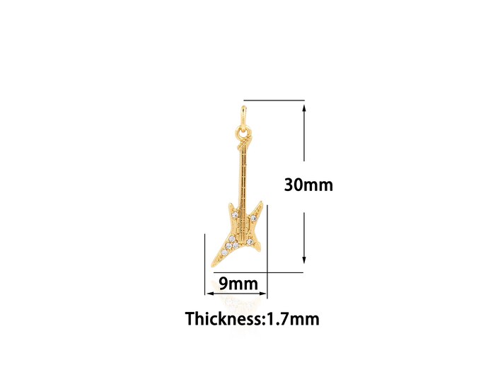 18K Gold Filled Guitar pendant,Gold Dainty Guitar Charms,Simple pendant Bracelet Necklace for DIY Jewelry Making Supply