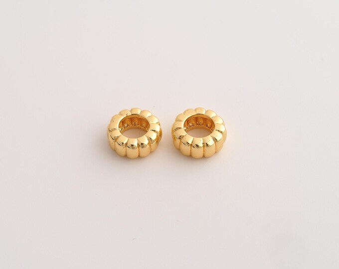 Gold Round Tube Beads, 18K Gold Filld Large Hole Beads,for Jewelry Making Supplies,9.6x4mm Hole 5.6mm