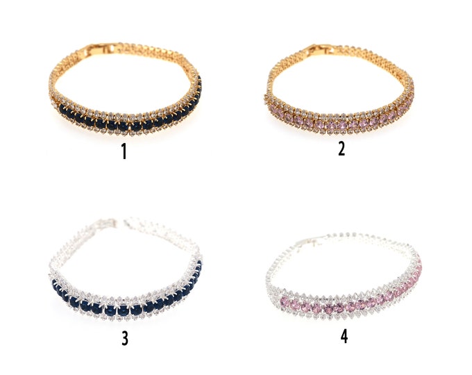 18k Gold Filled CZ Tennis Bracelet,Gold Dainty Diamond Bracelet,Simple Bracelet,Gift for Her