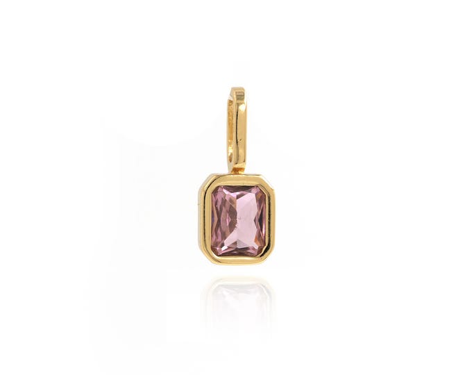 Single Zircon Square Pendant,18K Gold Fille Square Charm, Pendant Necklace, Cubic Zirconia Pendant,DIY Jewelry Supplies,19x8x4.3mm