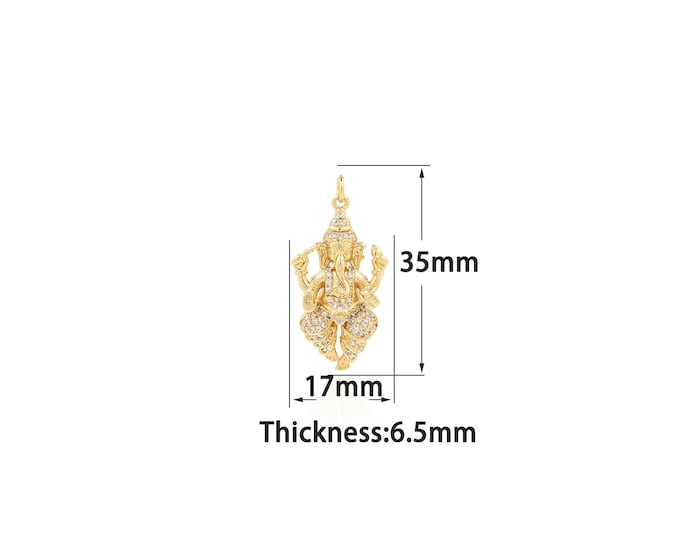 18K Gold Filled Indian Elephant God Pendant,Gold Dainty Religion Charms,Simple pendant Bracelet Necklace for DIY Jewelry Making Supply