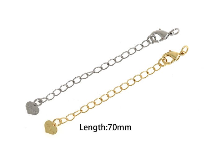 Tail Chain, Necklace Extender, 18K Gold Filled Heart Chain,Bracelet Extender, Lobster Clasp Extender,  DIY Jewelry Supplies