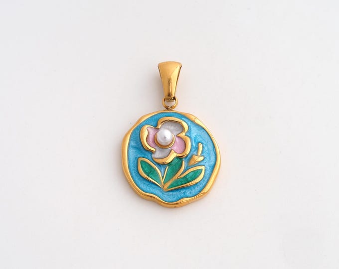 Stainless Steel Flower Pendant,Enamel Flower Charms,Flower Charms for DIY Jewelry Making Supply,27.4x17.8x4.6mm