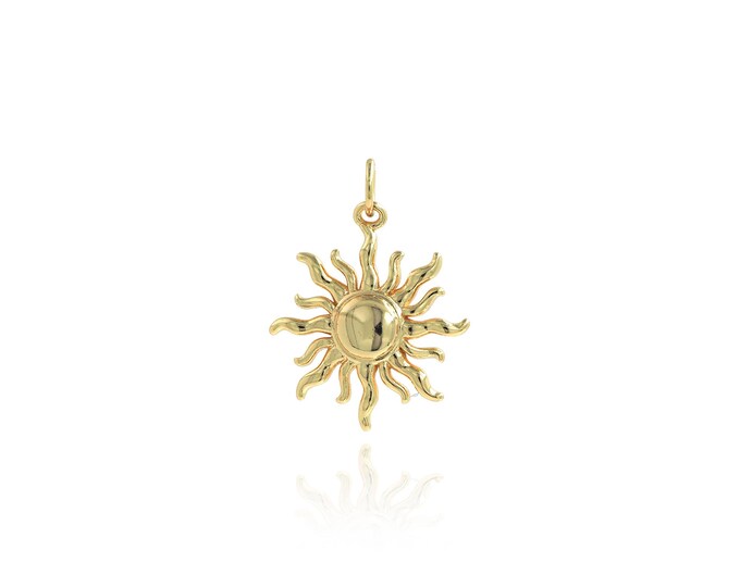 Sun Pendant,18K Gold Filled Celestial Necklace, Sunburst Pendant, DIY jewelry Making Accessories,24x19x2.8mm