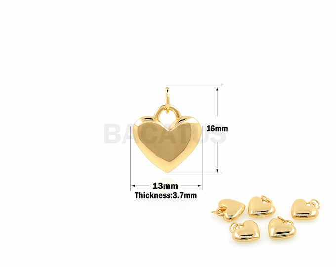 1Pcs Golden Heart Pendant Golden Fluffy Heart Necklace Gold Filled Love and Friendship Necklace DIY Jewelry Making Accessories 16x13x3.7mm