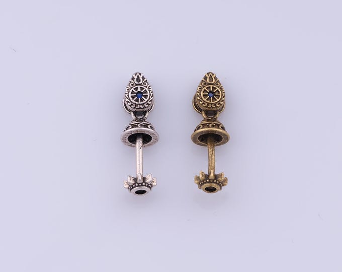 Vajra Pestle Pendant,18K Gold Filled Vajra Pestle Necklace, Micropavé CZ Vajra Pestle Pendant, DIY jewelry Making Accessories,23.7x7x7mm