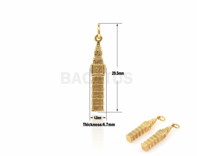 1PCS Eiffel Tower Pendant, Clock Tower Pendant, Big Ben Bracelet, Suitable For Jewelry Making Supplies 29.5x4.8x4.7mm