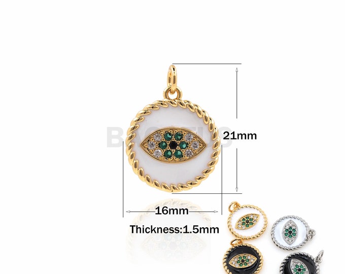 1PCS Demon Eye Pendant Suitable for Bracelet Necklace Jewelry Making Supplies CZ Charm Twisted Rope Round Necklace Gold Filled 21x16x1.5mm
