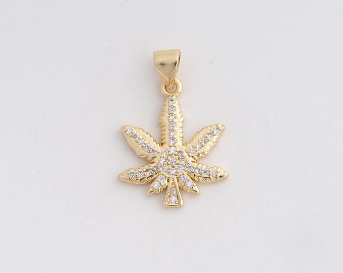 18K Gold Filled Maple Leaf Pendant,Enamel Maple Leaf Charms,Simple pendant Bracelet Necklace for DIY Jewelry Making Supply,25x17.3x2mm