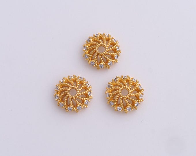 5 pcs 18K Gold Filled Flower Bead Caps,Flower Caps,Flower Bead Caps,Spacer Jewelry, DIY Jewelry Making,10.7x3.3mm