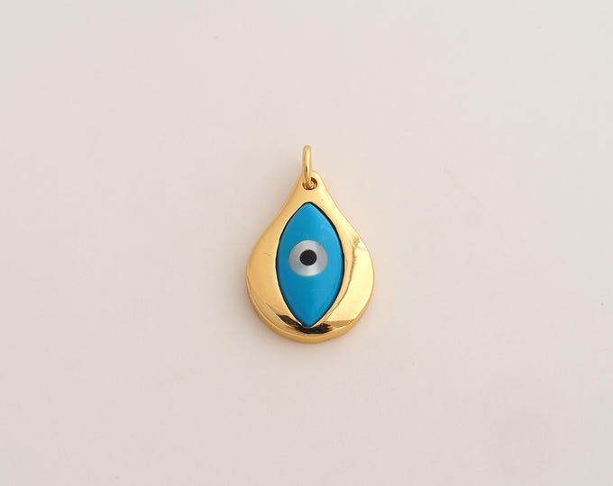 18K Gold Filled Evil Eye Charm,Dainty Devil Eye Pendant,Enamel Eye Pendant ,DIY Jewelry Supplies,21.5x13.2x4mm