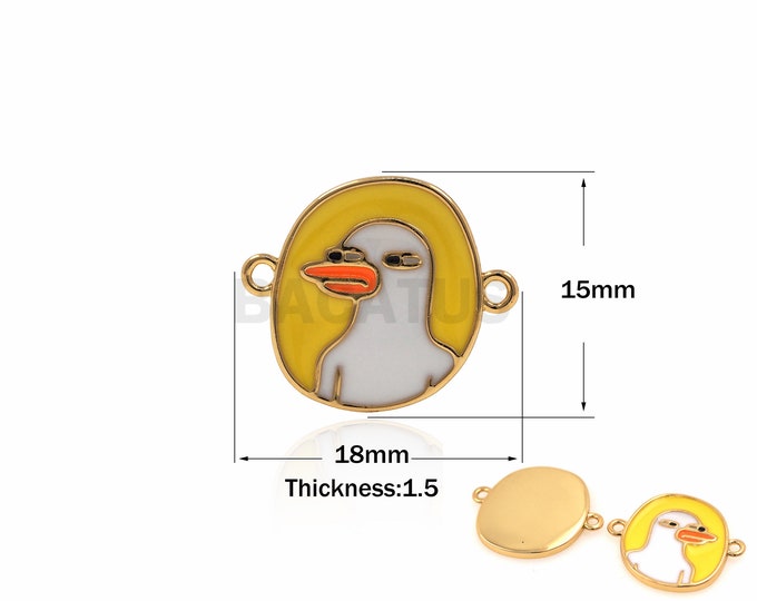 1PCS Round Yellow Duck Connector Duck Connector Enamel Charm Suitable For Bracelet Necklace Jewelry Making Joints 15x18x1.5mm
