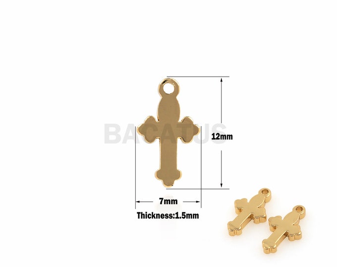 1PCS Cross Pendant Exquisite Cross Charm Cross Jewelry DIY Jewelry Making Supplies 18K Gold Filled Glossy Jewelry 12x7x1.5mm