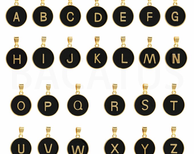 Gold Dainty Initial Charms,18K Gold Filled A to Z Alphabet Pendant,Enamel letter Charm Bracelet Necklace for DIY Jewelry Making Supply