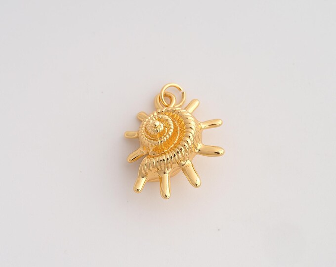 18K Gold Filled Snail Shell Charm,Dainty Shell Pendant,Snail Shell Pendant ,DIY Jewelry Supplies,26.3x18.6x10.5mm