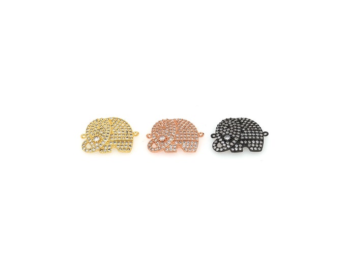 18K Gold Filled CZ Elephant Connector,Gold Dainty Elephant Connector,Elephant Connector Bracelet Necklace for DIY Jewelry Making Supply