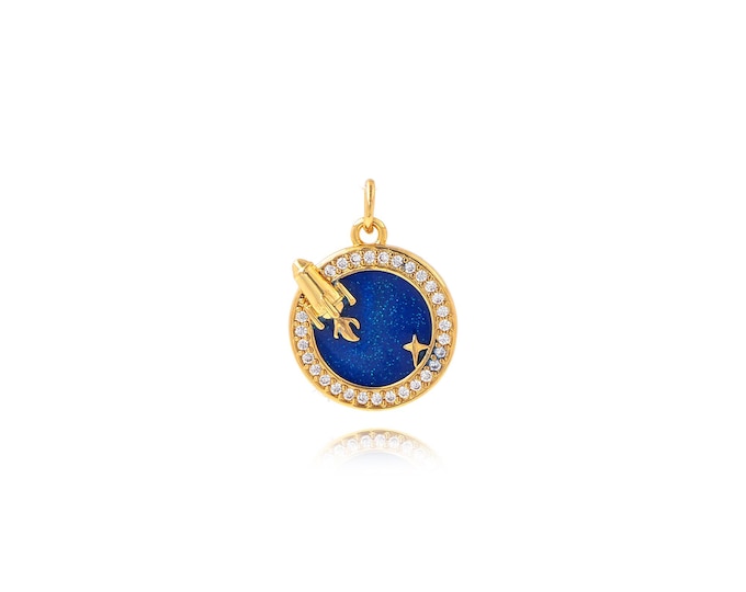 Rocket Pendant 18K Gold Filled Aviation Pendant Flying Charm Universe Charm Enamel Charm,DIY Jewelry Supplies,21x15x1.7mm