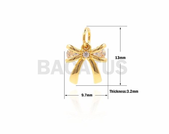 1PCS CZ Bow Tie Pendant, Micro-Paved Bow Pendant, Bow Necklace, Suitable For Jewelry Making Supplies 13x9.7x3.2mm