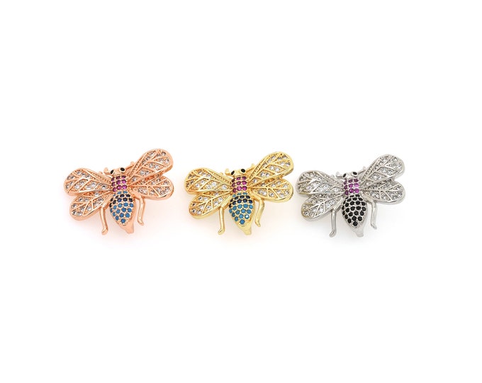 18K Gold Filled CZ Bee Beads,Gold Bee Beads,Bee Beads DIY Gold Jewelry Making Supply