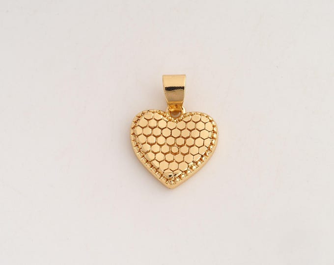 18K Gold Filled Heart Charm,Dainty Love Pendant,Heart Pendant ,DIY Jewelry Supplies,21x15x2.8mm