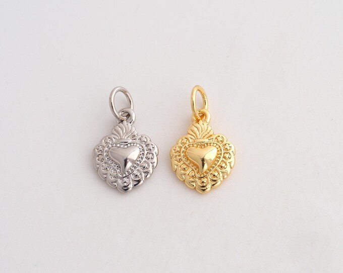5 pcs 18K Gold Filled Heart Charm,Dainty Love Pendant,Heart Pendant ,DIY Jewelry Supplies,17x9.5x3mm