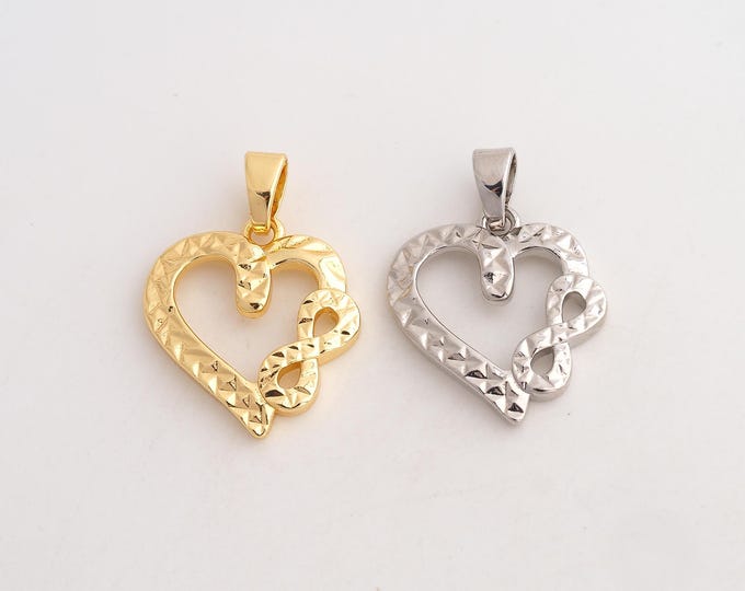 18K Gold Filled Heart Infinity Charm,Dainty Heart Pendant,Infinity Pendant ,DIY Jewelry Supplies,28x19.7x3.3mm