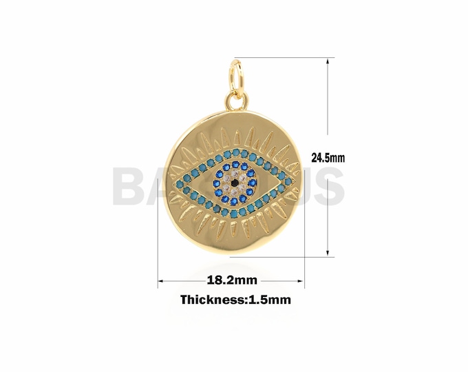 1PCS Lucky Blue Magic Eye Pendant,  Eye Charm, Round Coin Eye Pendant, Used For Jewelry Making 24.5×18.2×1.5mm