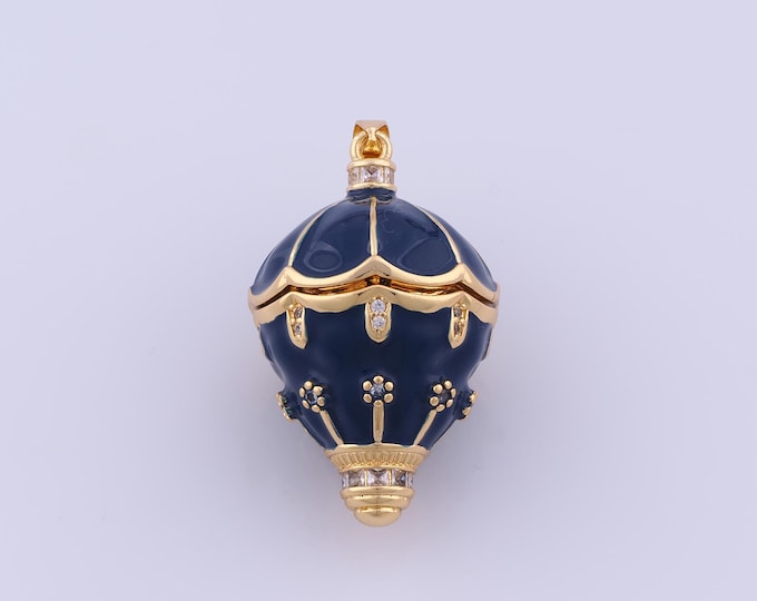Hot Air Balloon Pendant,18K Gold Filled Balloon Necklace,Micropavé CZ Hot Air Balloon Pendant,DIY jewelry Making Accessorie,41.8x23.6x23.6mm