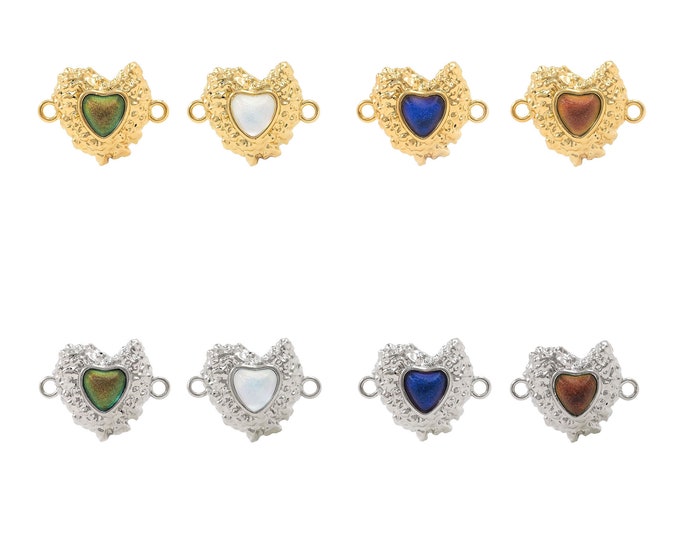 18K Gold Filled Heart Connector,Gold Heart Connector,Dainty Heart Charm Bracelet Necklace for DIY Jewelry Making Supply