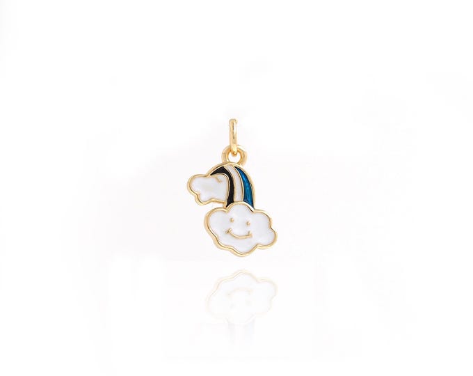 Rainbow Charms,Enamel Charms,18K Gold Filled Rainbow Pendant,DIY Jewelry Making Supply,17.5x13x1.8mm
