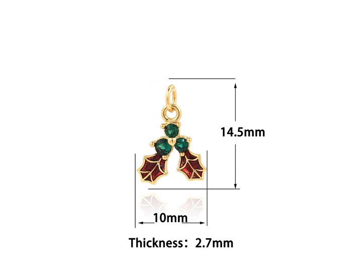 18K Gold Filled Cherry Pendant,Gold Dainty Cherry Charms,Simple Pendant Bracelet Necklace for DIY Jewelry Making Supply