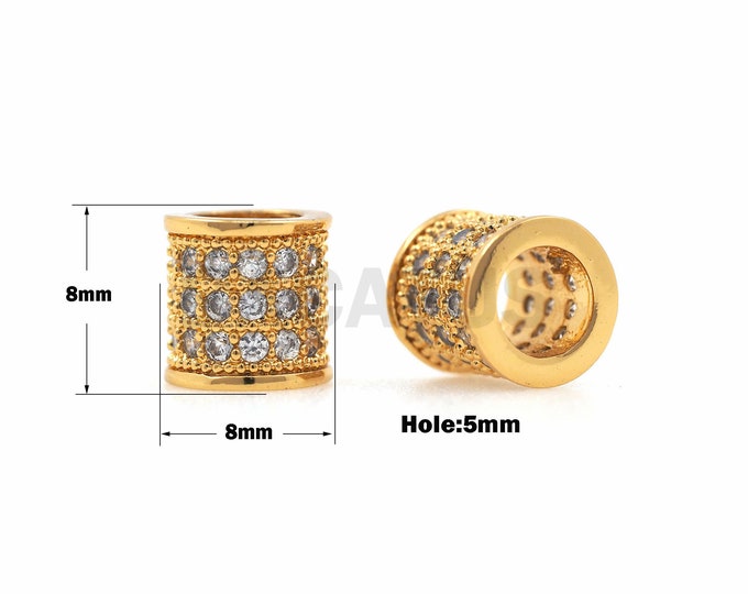 1PCS Micro Pave CZ Barrel Spacer Beads, Tube Spacer Beads, Men's Bracelet Beads, Necklace Beads, Suitable For Jewelry Making 8x8mm