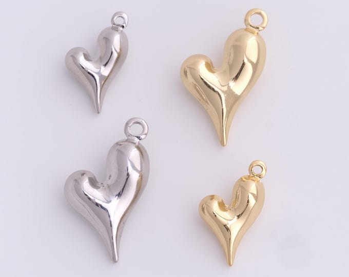 Gold Heart Pendant Golden Fluffy Heart Necklace Gold Filled Love and Friendship Necklace DIY Jewelry Making Accessories